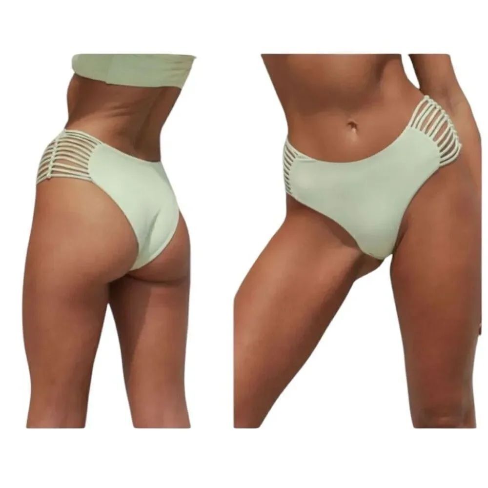 NWT Stone Fox Swim Simone Bottom Aloe Wash Light Green Bikini Revolve XS